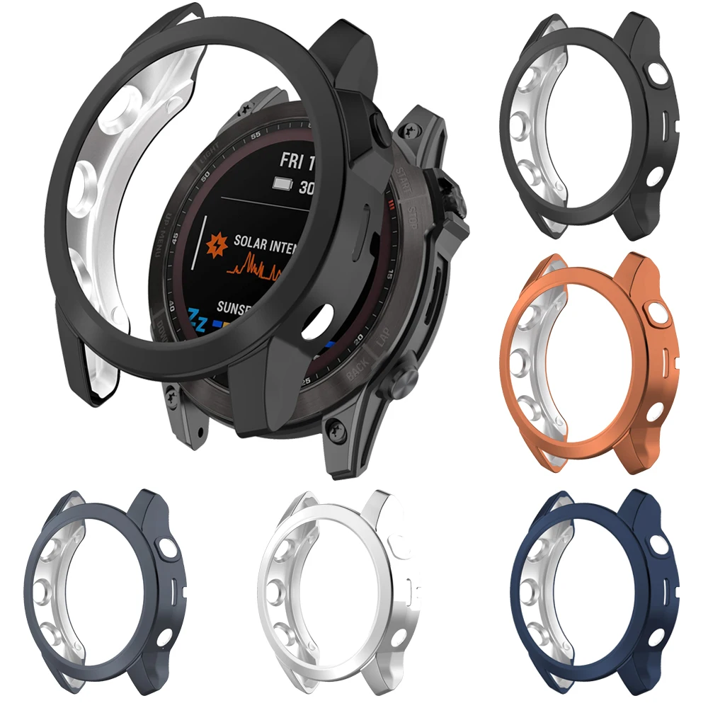 Cover For Garmin fenix 7 7X 7S/Fenix7X 7S Sapphire Solar Silicone Smart Watch Protector Shell Edge TPU Plating Protection Sleeve