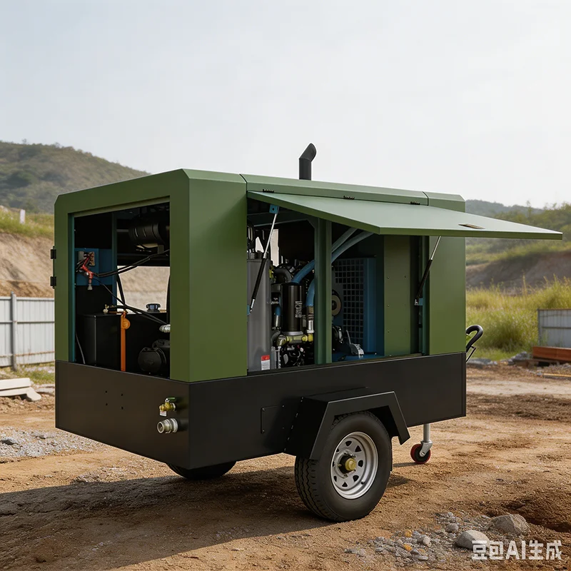 Diesel Towable Screw Air Compressor 255CFM11bar for Field Mining Outdoor Construction Equipment