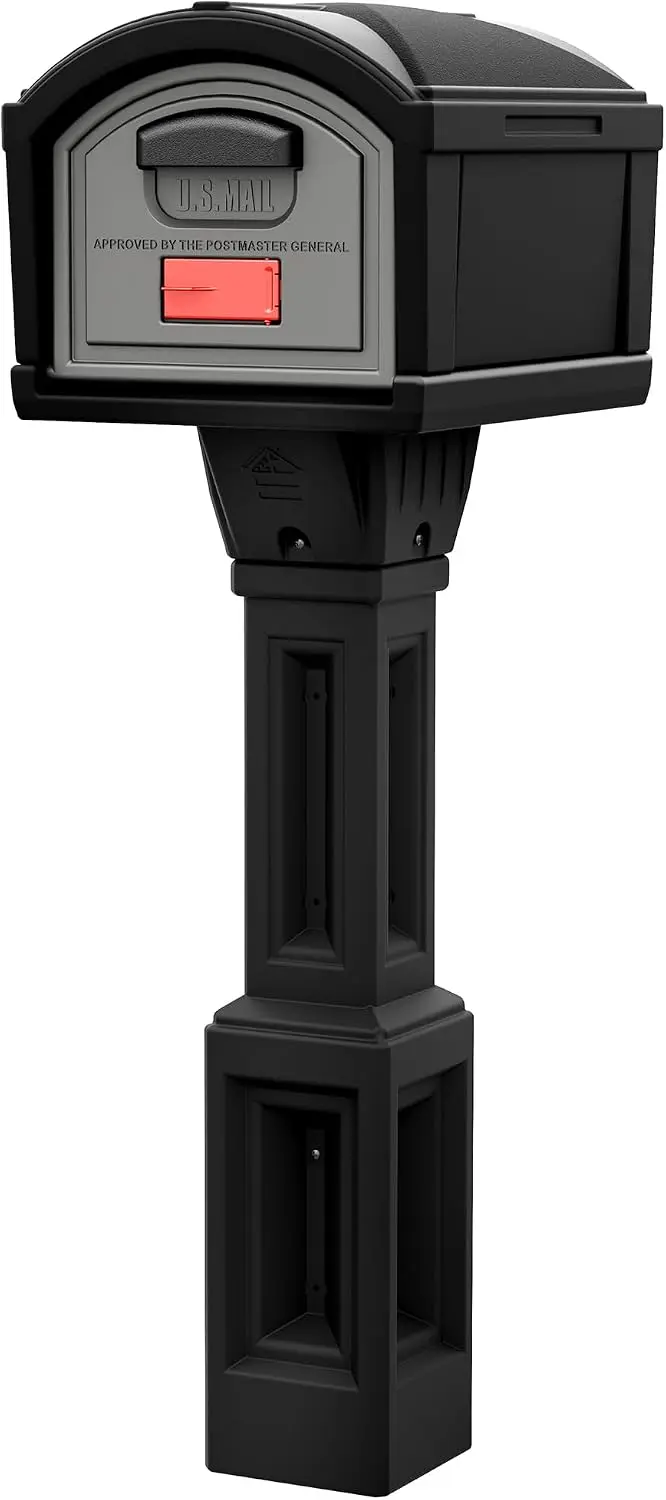 USPS T4 Extra Large Capacity XL Mailbox and Post Cover with Durable Double-Wall Construction, Weather-Resistant Design, Black, M