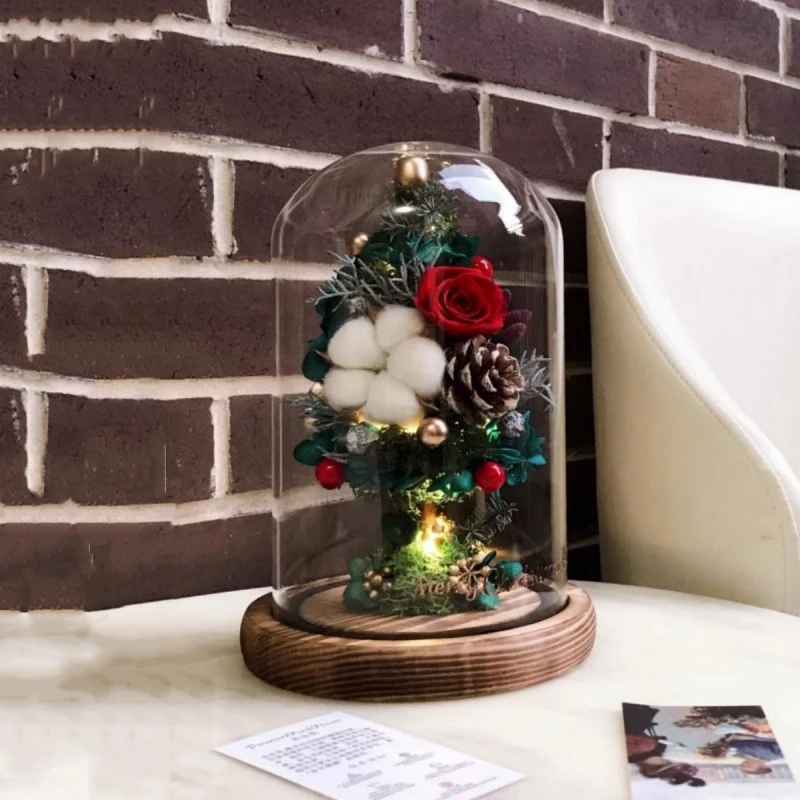 

Free Shipping 2sets/pack 12*18cm Glass Dome Home Decoration Luminous Flat Antique Base Transparent Cover DIY Gift Wedding Prop