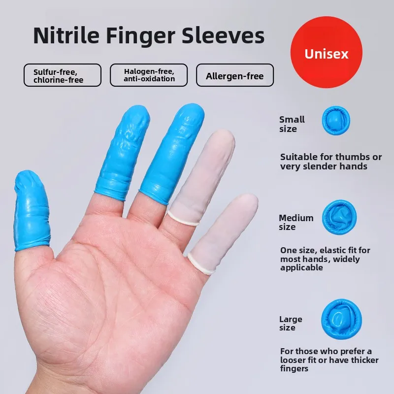 Nitrile Gloves Finger Covers Large Size for Men And Women Electronic Experiment Anti Allergy Blue Protective Finger Caps