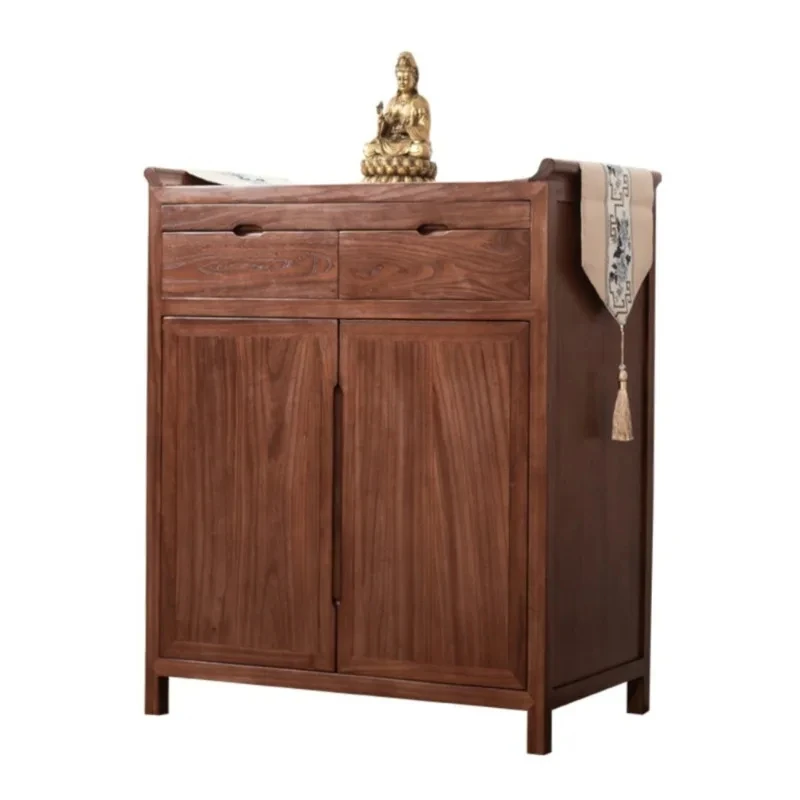 

Minimalist Double Door Altar Household Solid Wood Incense Burner Table Buddha Cabinet God of Wealth Black Walnut Buddha Table