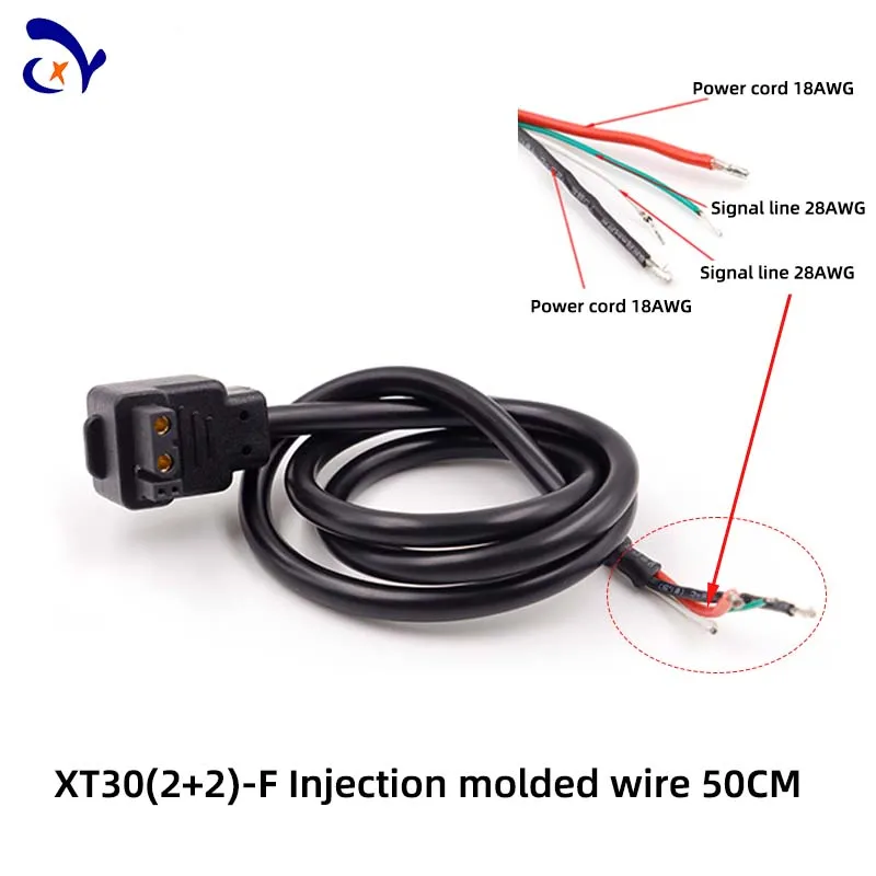 1PCS Amass XT30(2+2)-F Double head injection molding wire XT30 with signal pin plug