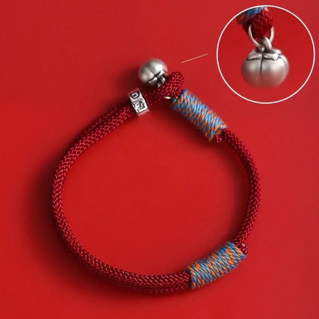 2024 New Sterling Silver Bracelet Men's And Women's Chinese Style Dragon Year Of Life HandMade Knitted Red Rope HandRope Simple