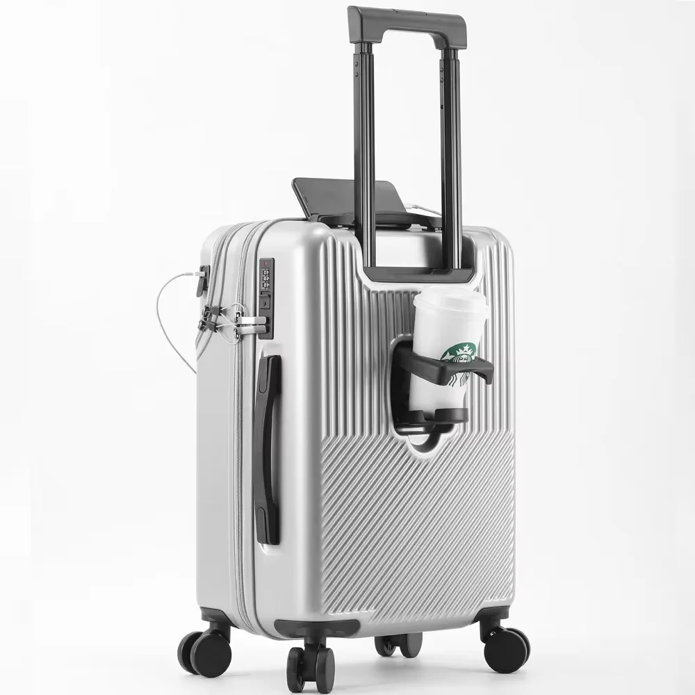 BunnyFly 20-inch Lightweight Carry-on Business Suitcase with Cup Holder Stylish Compact Luggage for Travel
