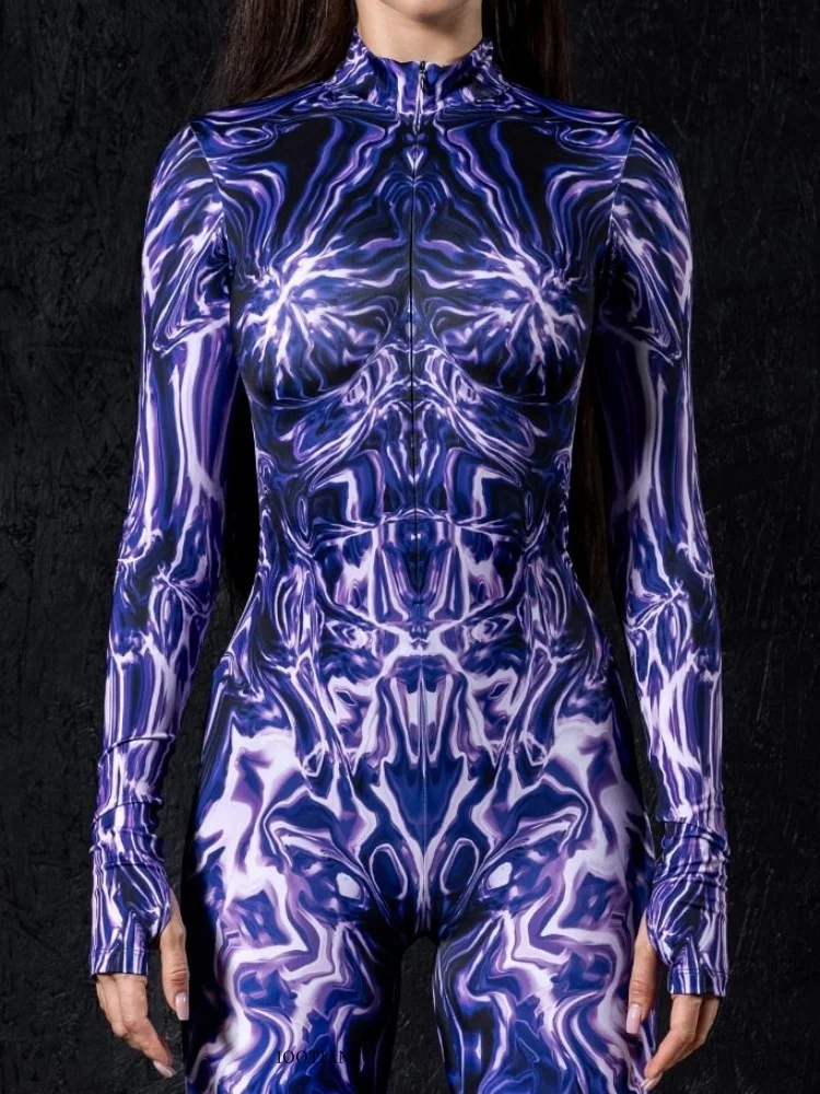 Bodysuit-Strumpfhose für Bühnenauftritte bei Feiertagspartys, neuer Unisex-Partner-Print-Rollenspiel-Jumpsuit, Punk-Muskel-Aerial-Yoga-Anzug – Detail 4