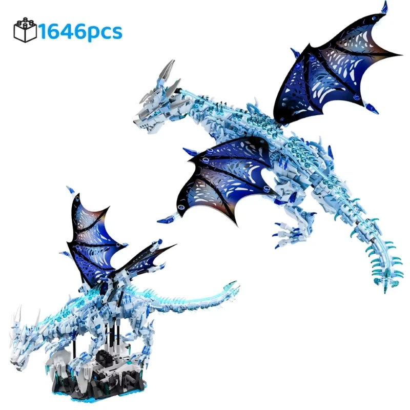 1646 stücke Neue Kreative Mythischen Drachen Bausteine Set Eis Drachen Fliegenden Drachen 3D Modell Kit DIY Montage Ziegel Kinder geschenk ​ s