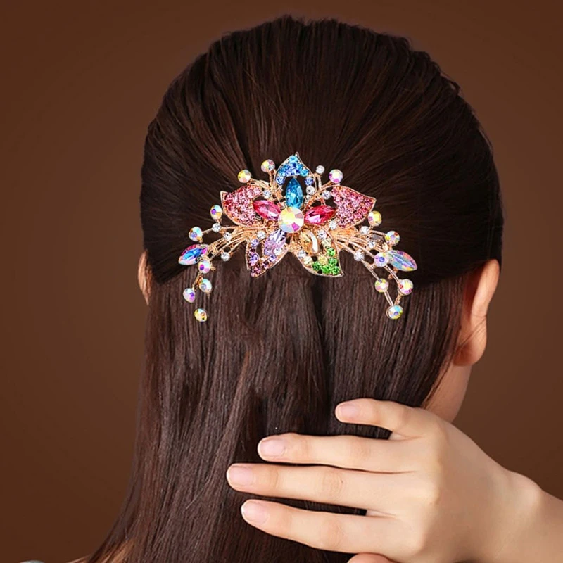 New Hair Accessories Five-tooth Comb All-match Plate Hairpin Alloy Hair Comb Rhinestone Hairpin Fashion Girl