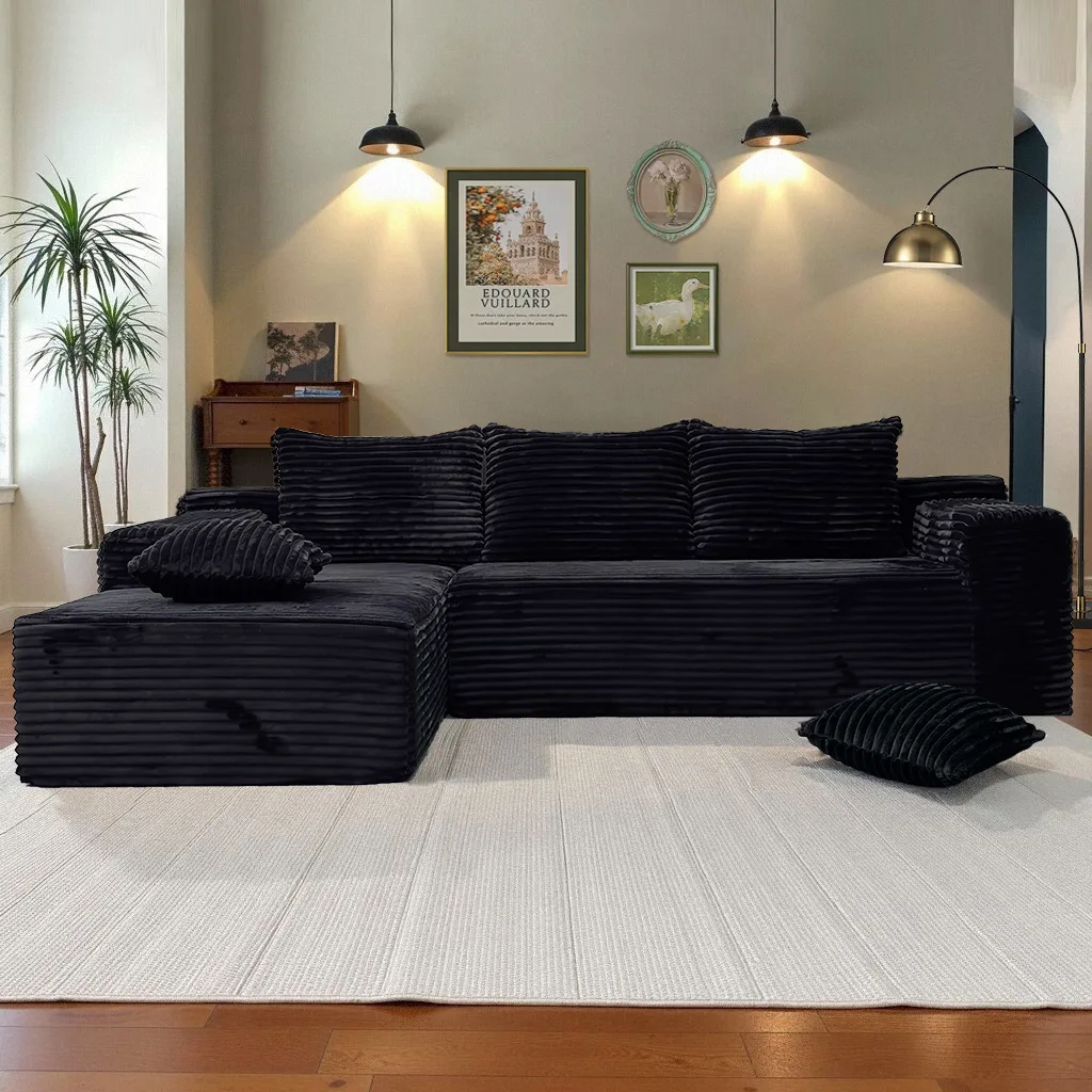 Sofa Compression Square Sofa Three-person Sofa in a box Living room Corduroy small apartment