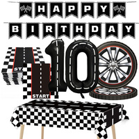 Car Wheel Theme 11th Birthday Party Plate Napkin Balloons Checkered Race Car Themed Party  3TH 4TH 5TH Birthday Party Supplies