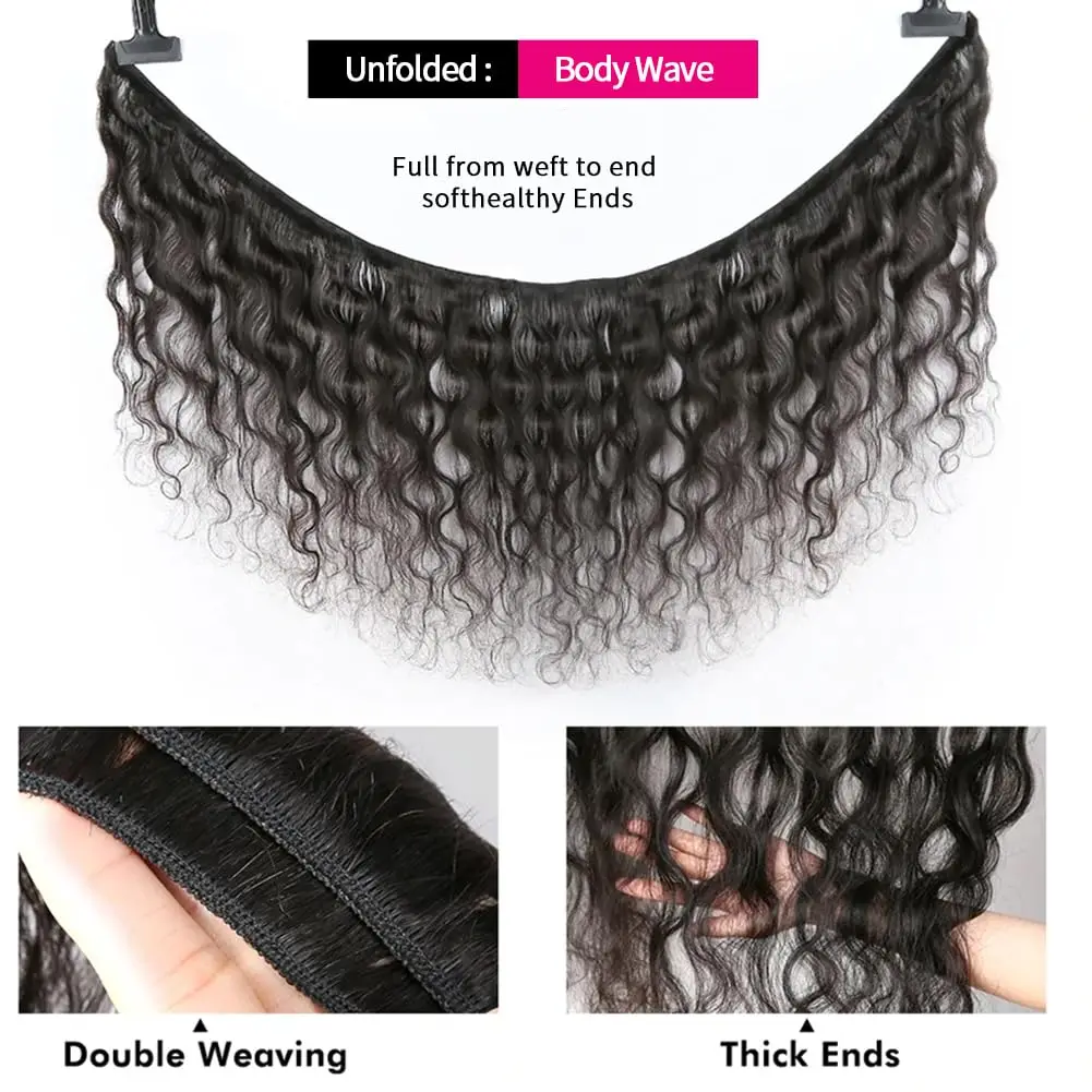 28Inch Body Wave Bundles 100% Unprocessed Virgin Hair Body Wave 4 Bundles Human Hair Weave Bundles With Baby Hair image 5