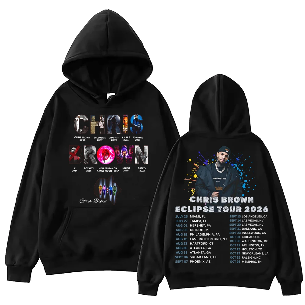 

Толстовка Chris-Brown Eclipse Tour 2026 для мужчин и женщин, пуловер с длинными рукавами в стиле Харадзюку