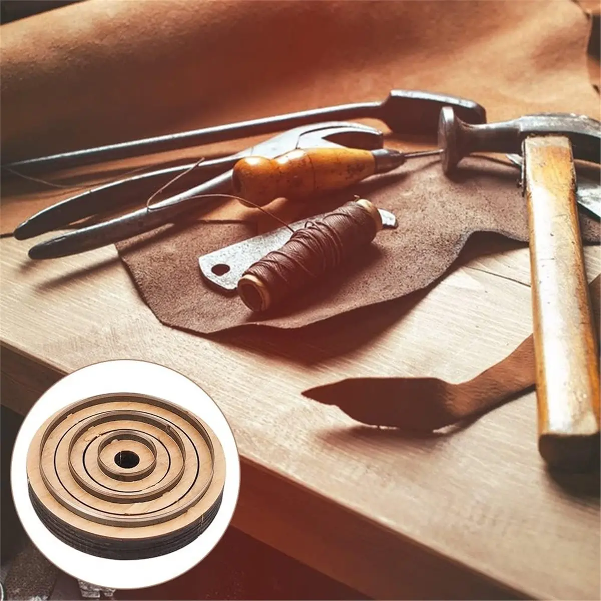 3 PCS Leather Circle Cutting Dies Set Base Dies for Crafts Inner Diameters are 29.5mm, 59mm, and 89mm Respectively