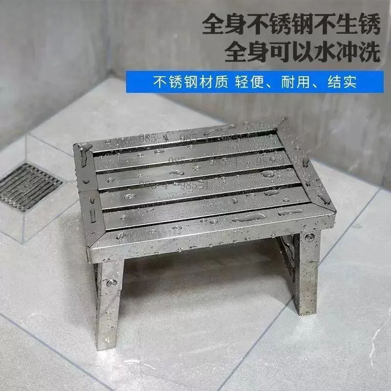 Waterproof Non‑Slip Stainless Steel Square Folding Stool For Indoor Outdoor Camping Hiking