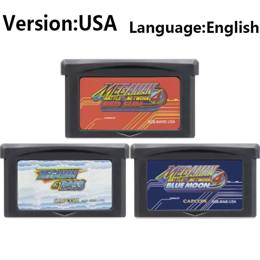 خرطوشة ألعاب Megaman Zero GBA 32 بت بطاقة وحدة تحكم ألعاب الفيديو Megaman Zero 1/2/3/4 بطاقات MegaMan & Bass Megaman Red Sun #4