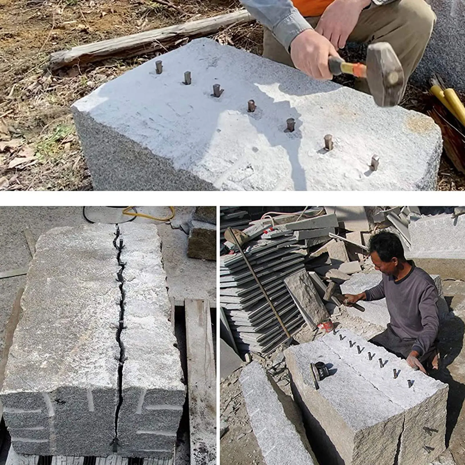 

Stone Splitter Rocks Chopping Tool Hand Tool For Splitting Hard Stone Rock Granite Marble Concrete Heavy Duty Wedge Heat Treated