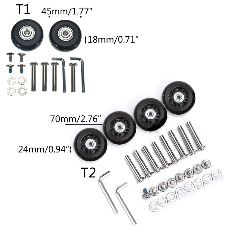 E74B Ersatz-Gummirollen, Außendurchmesser 45 18 mm/70 24 mm, Koffer, Gepäckräder, Rollenlager, Hardware-Reparaturset, robust