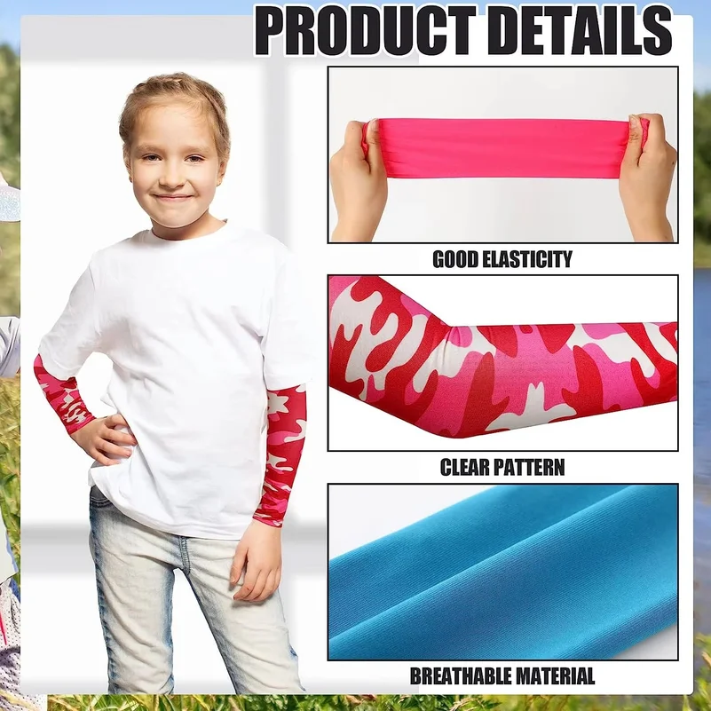 1Pair random color Kids Cooling Arm Sleeves Sun Protection Compression Forearm Sleeve Cover for Boys Girls