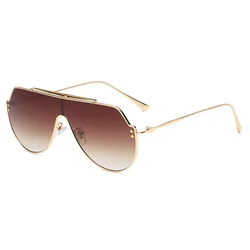 New Sunglasses Oversized Alloy Frame Sun Glasses Men Brand Designer Goggle Eyeglasses Female Oval Lens Style Oculos De Sol