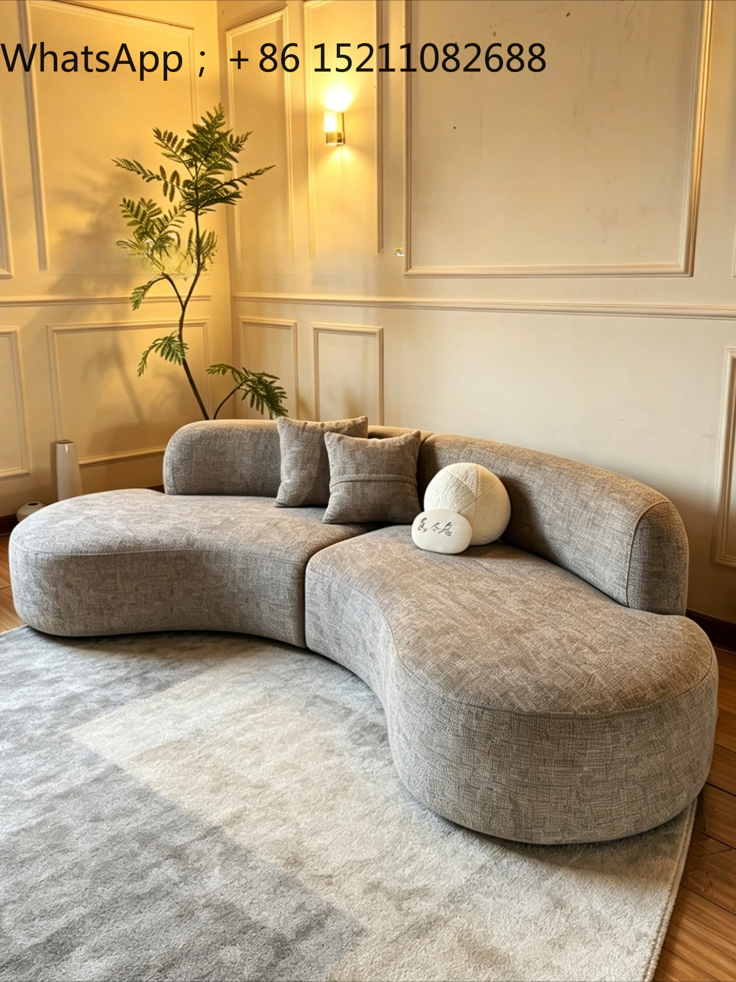 SCY medieval curved moon sofa chenille fabric villa large flat special-shaped sofa