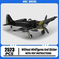 Moc Building Block Wulf FW-190 Fighter Military Series Model Technology Brick Assembly Aircraft  Fiction Toy Holiday Gifts
