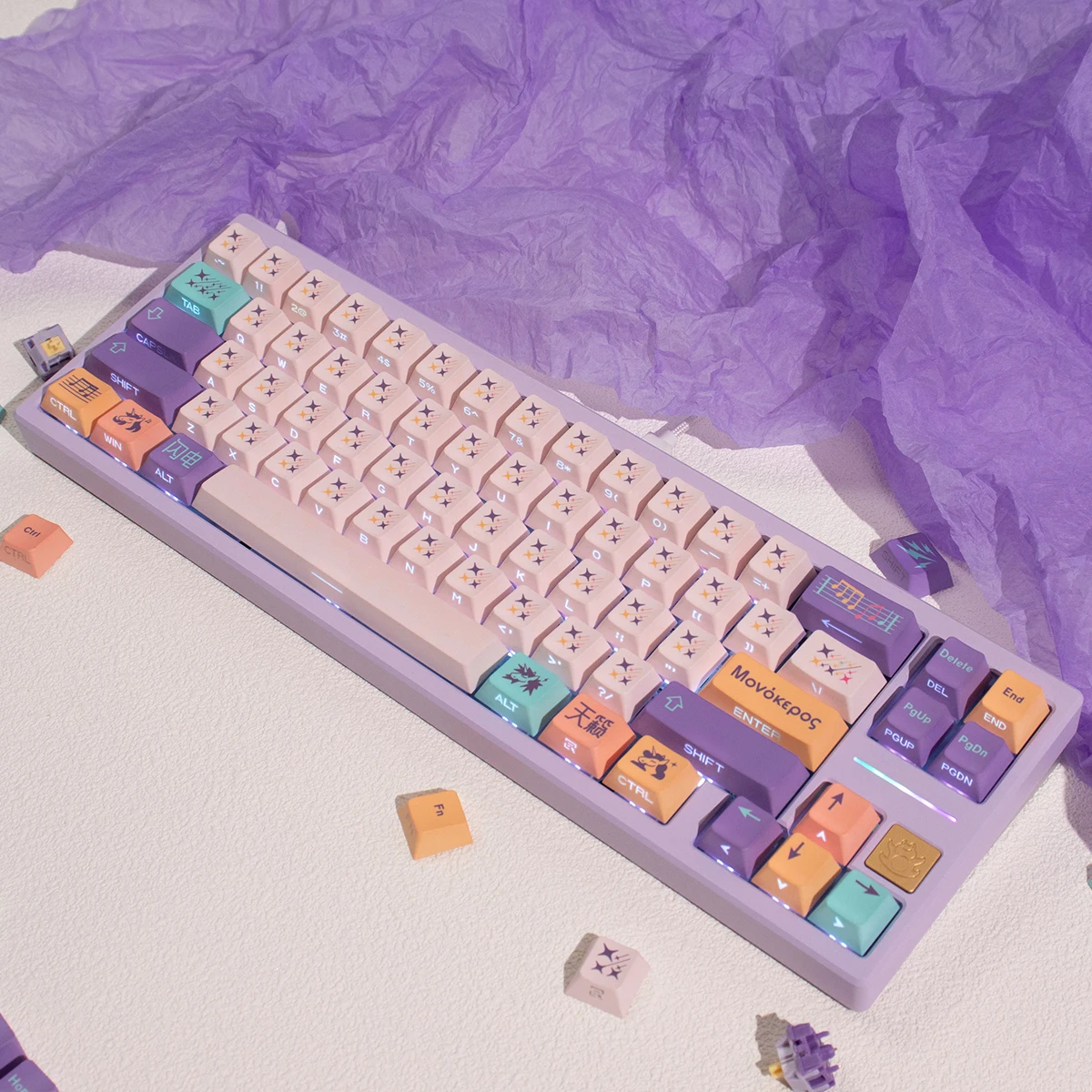 Lucky65 Keycaps Unicorn Theme PBT DYE SUB Key caps Cherry Profile Keycaps For Alice Sugar65 LEOBOG Hi75 Hi8 Aluminum Keyboard