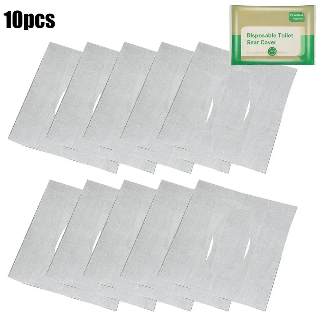 1pack/10pcs Disposable Plastic Toilet Seat Cover Portable Safety Travel Bathroom Toilet Paper Pad Bathroom Accessory