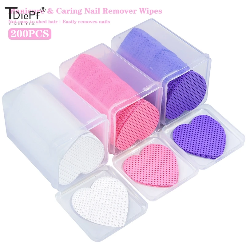 200Pcs/box Nail Polish Remover Wipes  Nail Polish Lash Glue Remover Lint Free Cotton Pads Wipes Manicure Pedicure Cleaning Tool