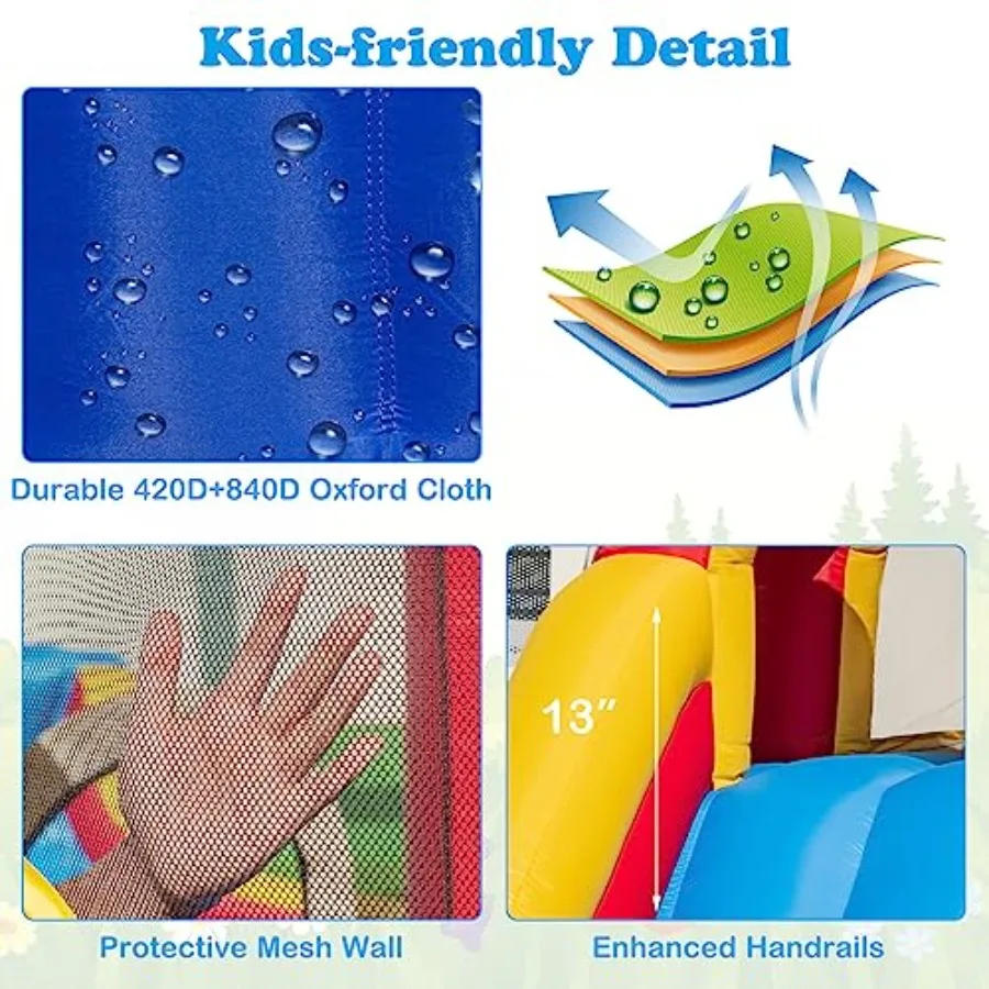 Outdoor inflatable water slide park for backyard use PVC material blue and yellow color 8-in-1 design with dual slides splash p view 5