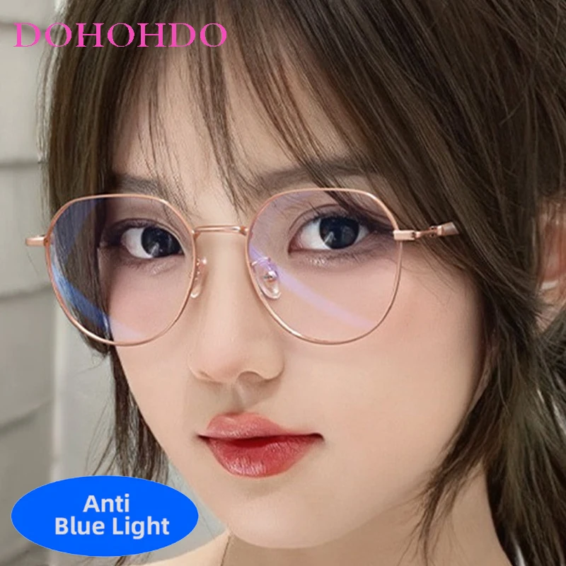 

Fashion Metal Round Frame Optical Unisex Glasses Luxury Designer Men Women Computer Office Work Classic Anti-Blue Light Glasses