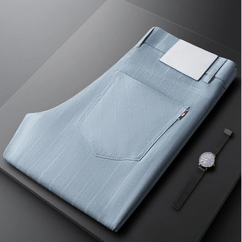 Fashion pink car stitch strip casual business pants men summer thin men trend handsome men's pants