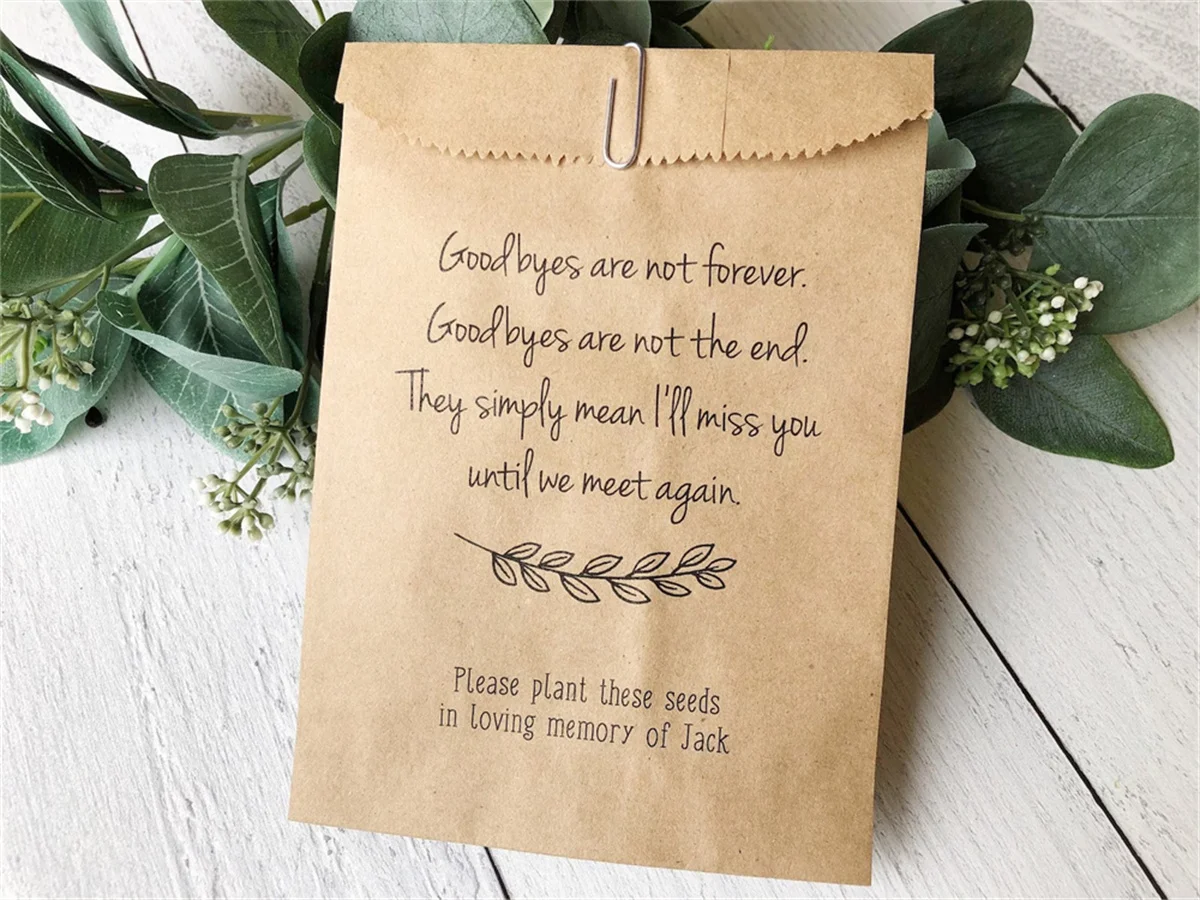 

50 Memorial Gift Bags, Funeral Favors, Celebration of Life, Condolence, Sympathy, Great for Wildflowers or Seeds Favor Bags