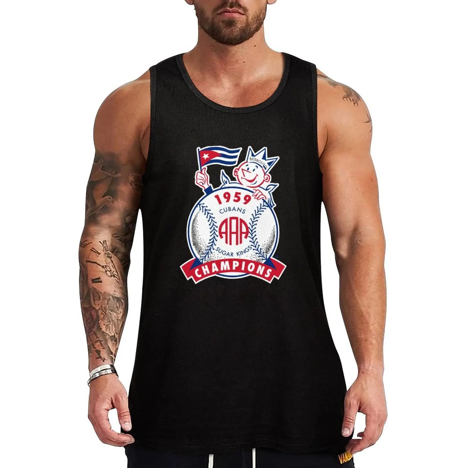 

Havana Sugar Kings 1959 AAA World Champions Logo Tank Top Short sleeve t-shirt gym man Gym T-shirts for men Male vest