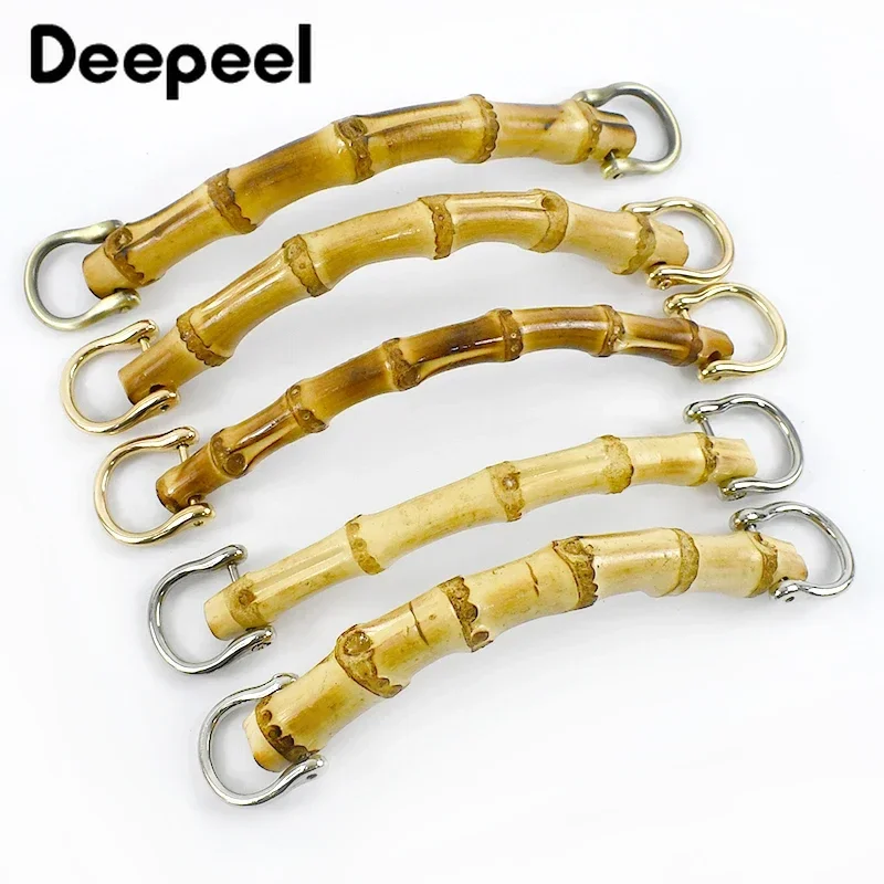 2/4Pcs Deepeel 150mm Bag Handle Bamboo Purse Frame Kiss Clasp for Handbag Wallet Wooden Connector Handles DIY Bags Accessories