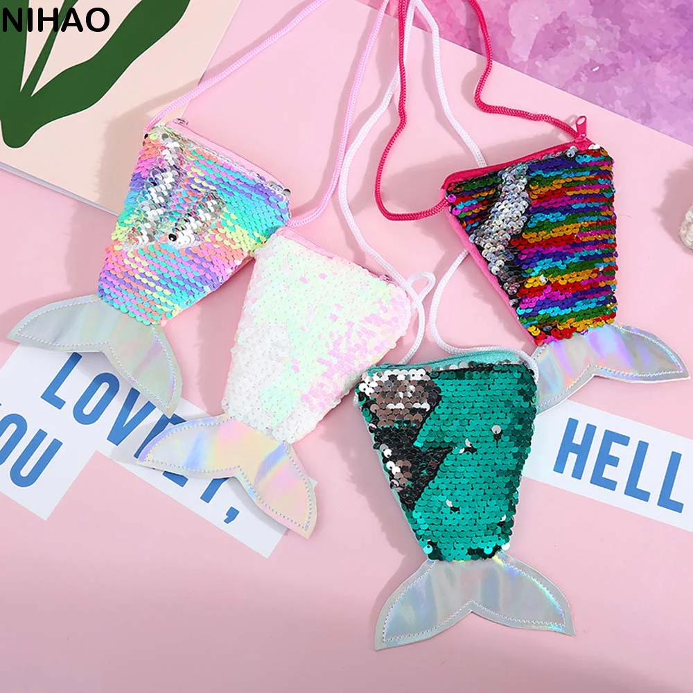 

Money Pouch Mermaid Tail Sequin Coin Purse Fish Tail Storage Girls Sequin Crossbody Bag Card Holder Sundries Bag
