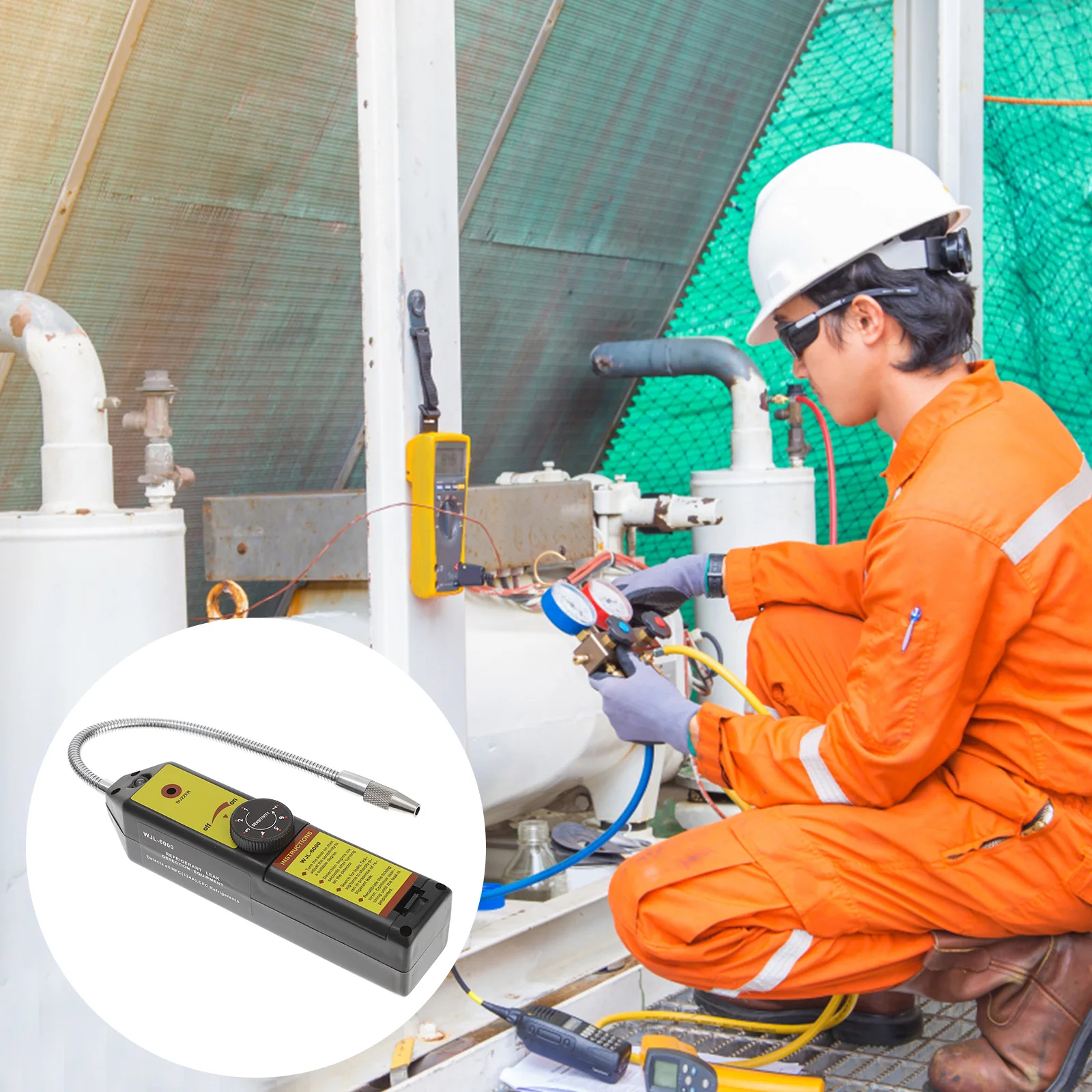 Adjustable Sensitivity Refrigerant Leak Gas Tool Auto Reset Durable Halogen Tester Hvac Voltage Indicator Low