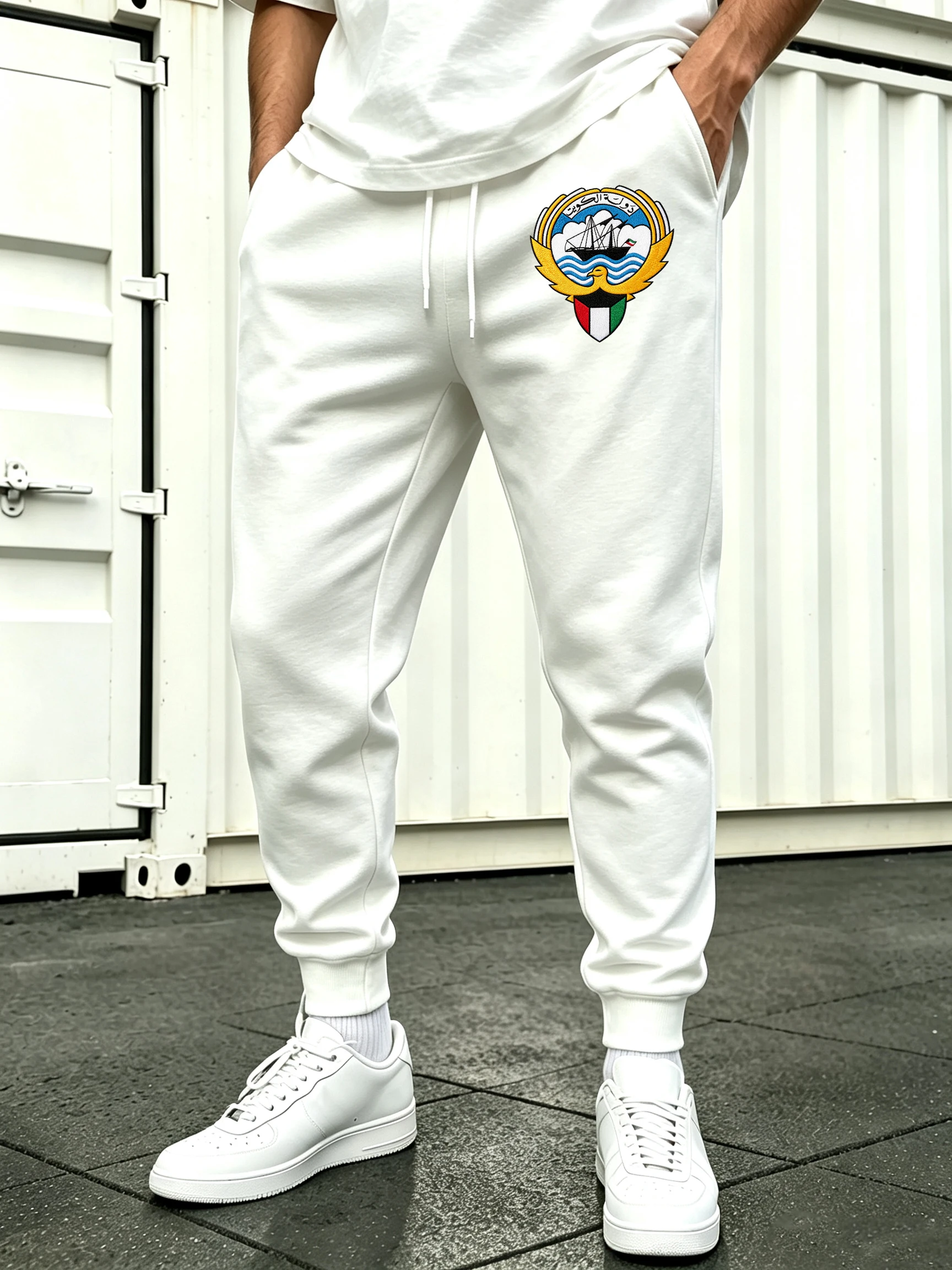 Kuwait Prints Drawstring Sportpants Man Multicolor Joggers Sweatpants Elastic Waist Autumn Britches Fashion Versatile Long Pant