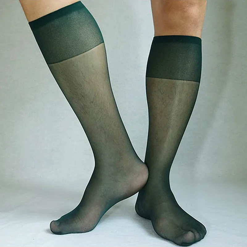 Men's Ultra Thin See-Through Navy Suit Socks Sheer Sexy Formal Dress Socks High Quality Stocking for Male Fashionable