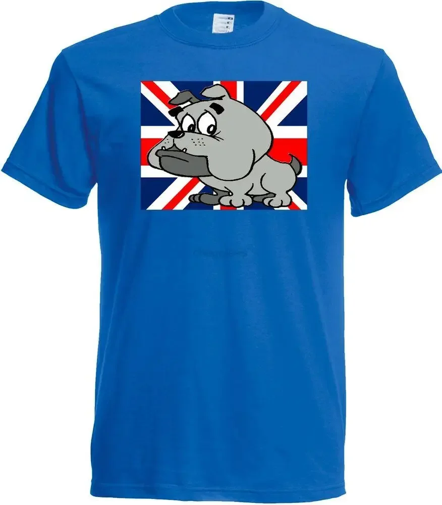 Cartoon Puppy Bulldog T shirt Union Jack - Choice of sizecolours menswomens