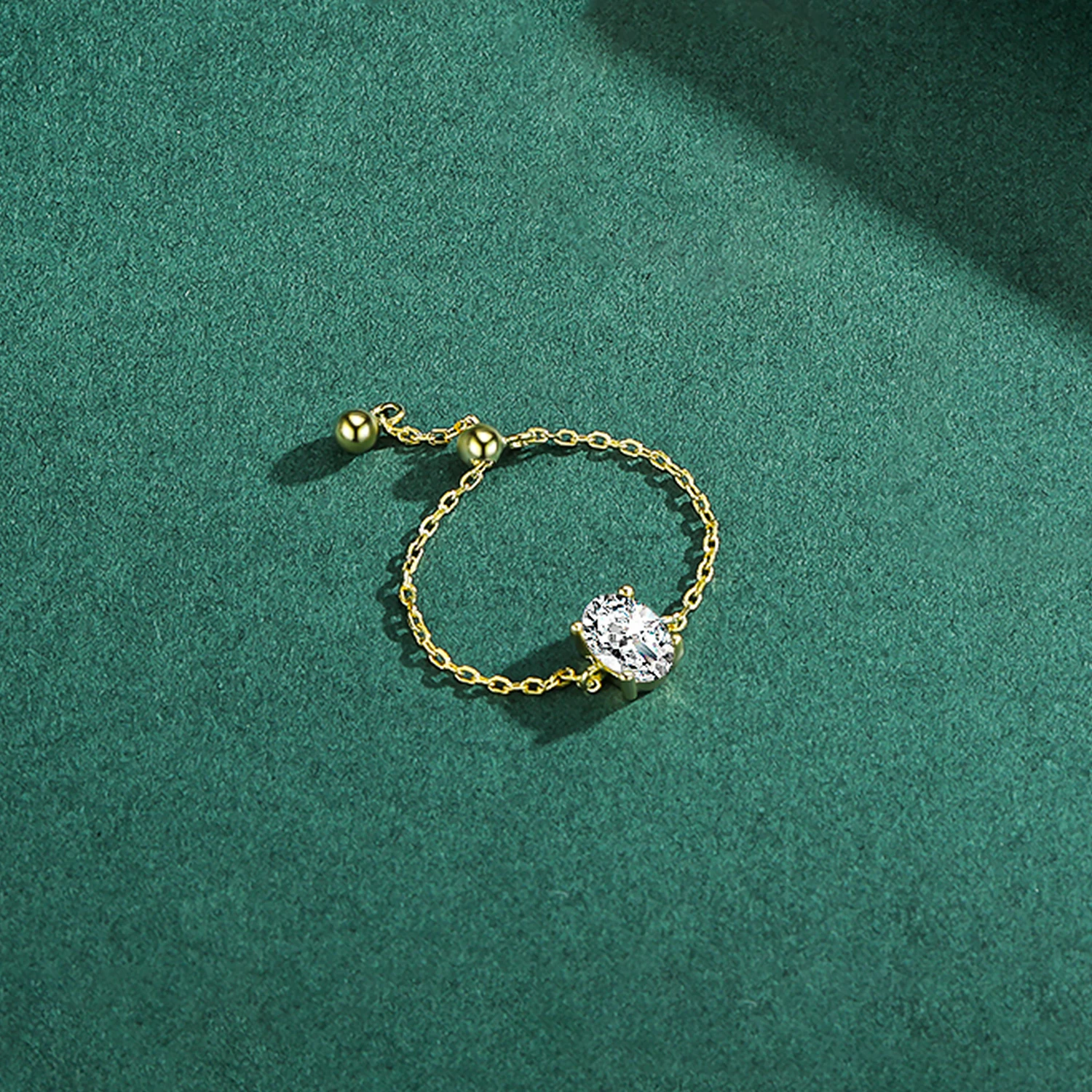 Modian 100% prawdziwe 925 Sterling Silver owalny cyrkon damski pierścionek regulowany łańcuszek Link Rings dla kobiet biżuteria ślubna na prezent — zdjęcie 6