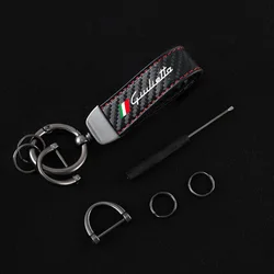 Car Key ring Carbon Fiber Leather Keychain Horseshoe Buckle Jewelry for Alfa Romeo Giulietta Styling Keychain Car Accessories