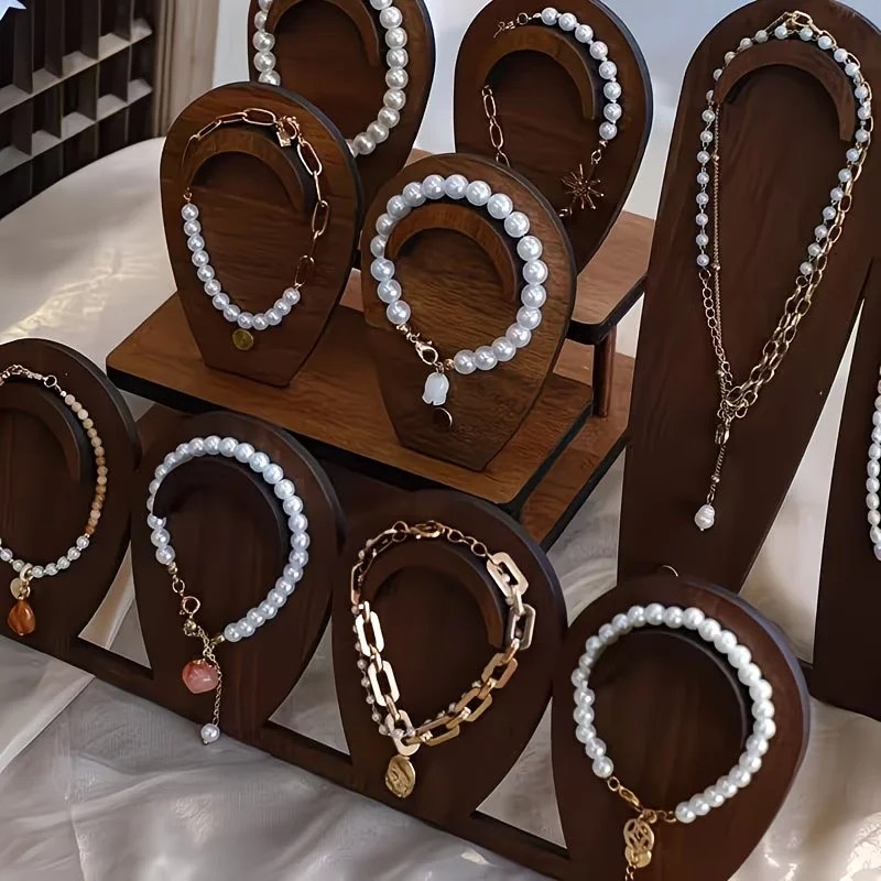 Simple Wood Bracelet Tray Hand Bangle Organizer Bracelet Display Rack Ornaments Storage Case Necklace Display Stand Gift