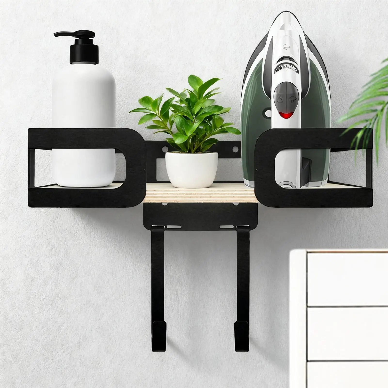 Heavy Duty Ironing Board Hanger Wall Mount Organizer Rack for Laundry Room, Bathroom, Bedroom Space Saving Iron Storage