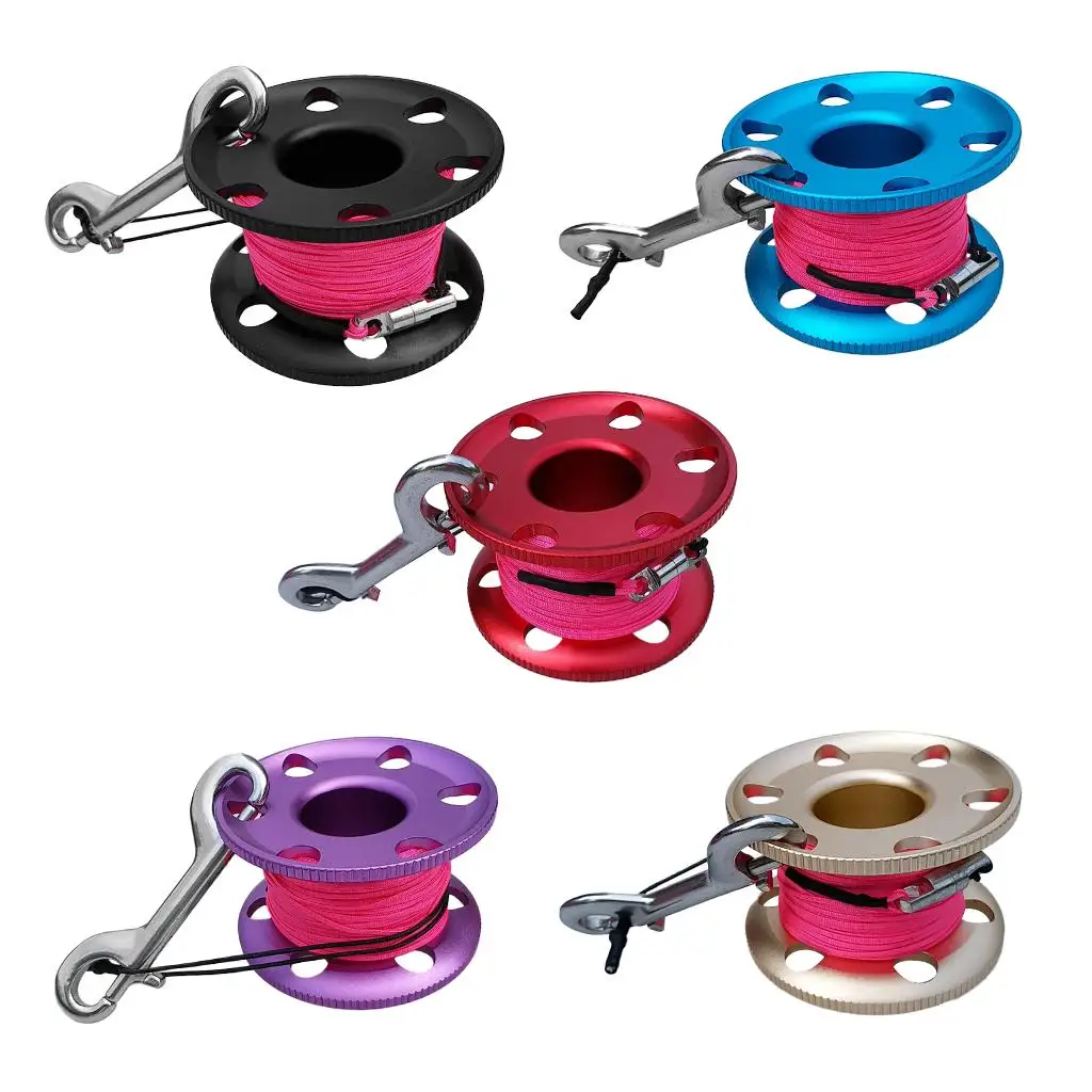 Ultralight Small Compact Aluminum Alloy Scuba Diving Finger Spool Dive Reel Pink