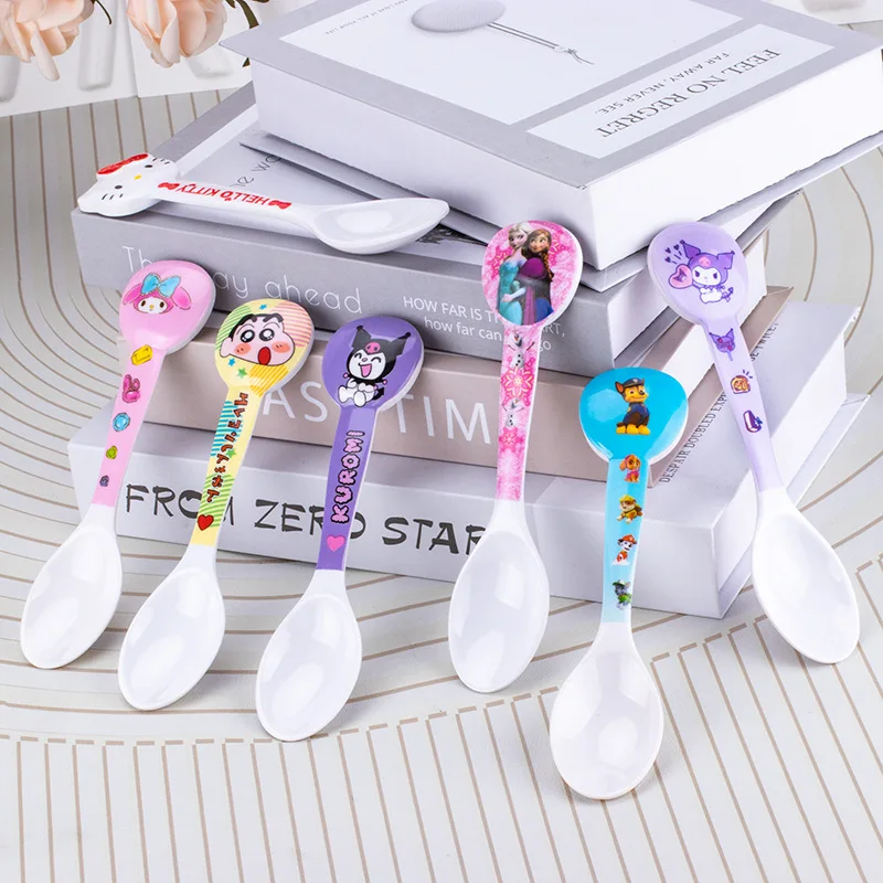 New Hello Kitty Sanrio Tableware Kuromi Cartoon Cute Creative Kawaii Children's Tableware Soup Spoon Girl and Boy for Gifts