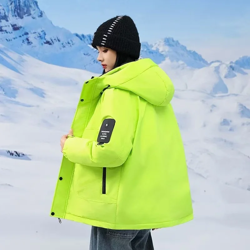 Autumn and winter high-quality hooded cotton jacket for men and women, new outdoor sports warm, windproof, waterproof mountainee