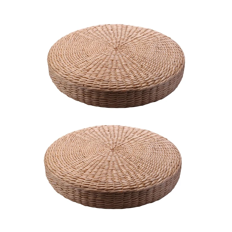 

2X 40Cm Tatami Cushion Round Straw Weave Handmade Pillow Floor Yoga Chair Seat Mat