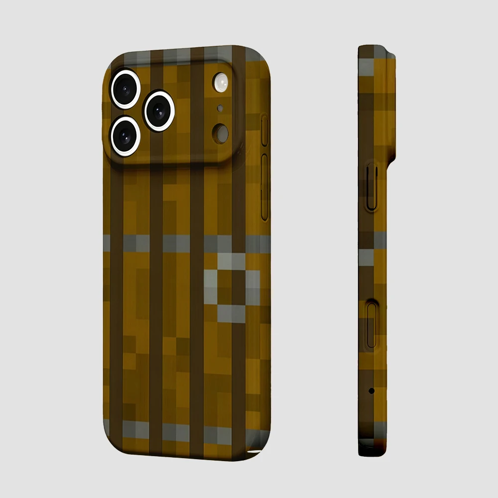 Brown Wood Pixels Phone Case For iPhone 17 16 15 14 13 12 11 Pro Max Air 16e 7 8 Plus XS Max X XR Hard PC Bumper Cover view 5