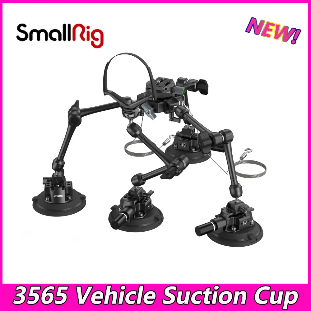 

SmallRig 3565 4-Arm Vehicle Suction Cup Holder Vacuum Power Suction Cup For Camera Mobile Car Shooting System