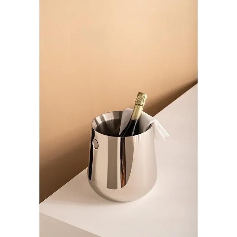 Stainless Steel Ice Bucket for Wine and Champagne Small Bar Frame Creative Household Commercial High Quality Ornament Decor